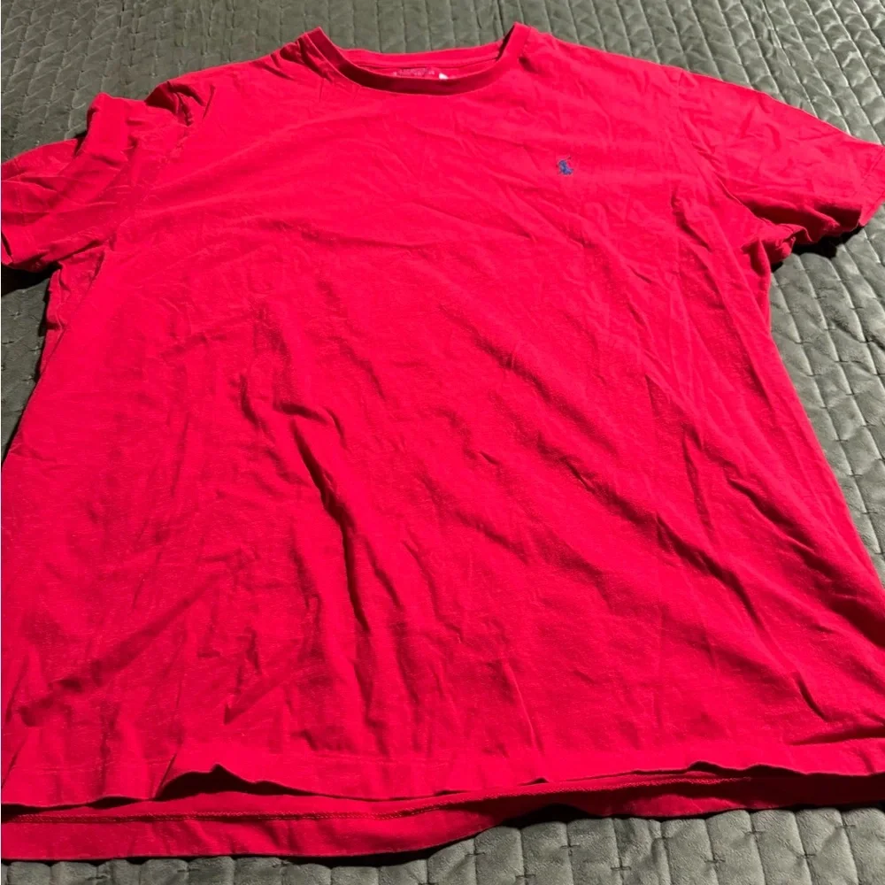 Polo Ralph Lauren,‎ red short sleeve T-shirt blue pony logo size XL